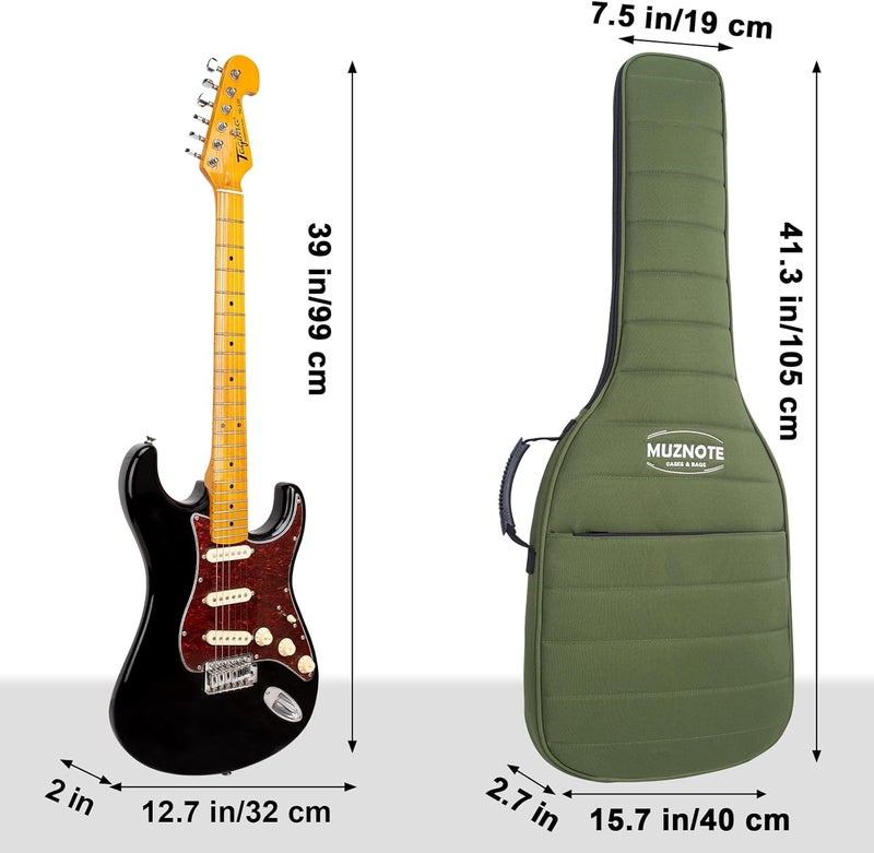 MUZNOTE Store Electric Guitar Bag Electric Guitar Case Reinforced 0.6 In Thick Sponge Soft Padded Guitar Case Electric Guitar Gig Bag,Back Hanger Loop for 39 Electric Guitars - Image 2